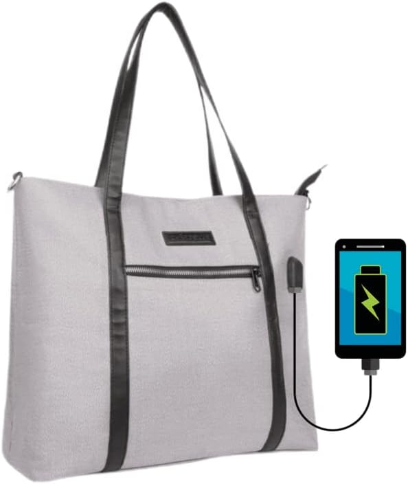 Bolsa de trabalho de ombro de Chargella para mulheres com porta de carregamento móvel, bolsa à prova d'água com vários bolsos
