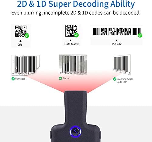 Economize 6% no Symcode Bluetooth 2D Portable Back Clip Barcode Scanner + QR Bluetooth Barcode Scanner com tela de