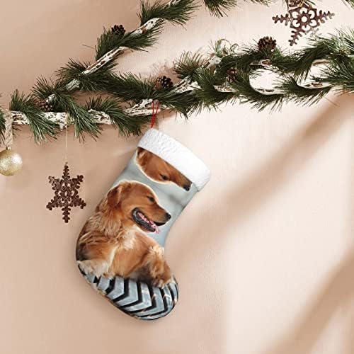 PSVOD Golden Retriever Dog Ano Novo Dia de Natal Meias decorativas penduradas meias de Natal