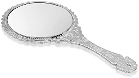 Espelho de mão de Buffo 11,5 polegadas, espelho portátil com alça, espelho portátil, espelho redondo de plástico de maquiagem