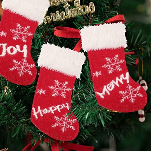Meias de Natal 15,7 * Staque de 27 polegadas Super macio clássico vermelho e branco meias penduradas com floco de neve