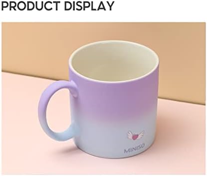 Miniso Unicorn Gradient Ceramic Coffee Caneca com tampa e manuseio de 12,85 oz, canecas de presente para café, chá e bebidas quentes,