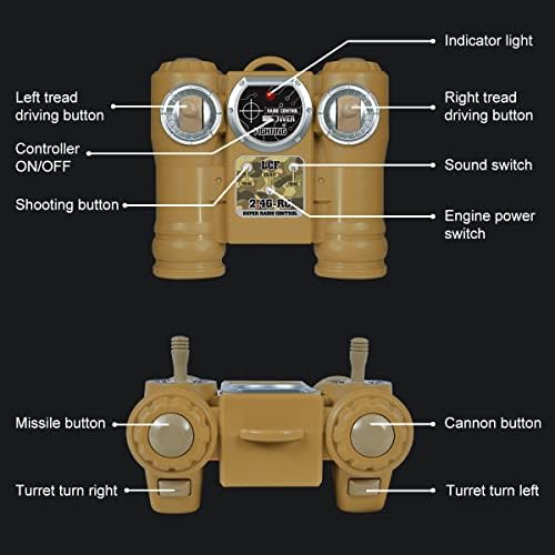 Fistone RC Battle Tank Set, 1/24 Escala 2.4g Controle remoto Tanque T90 e tanque de batalha de leopardo com sons realistas,