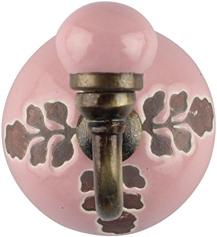 INDIANSHELF 2 PACK GOOK | Cabide de casaco de montagem na parede | Cabides de parede de gancho rosa | Gancho de cerâmica para chaves na parede | Ganchos de casaco de entrada gravada [8,89 cm]