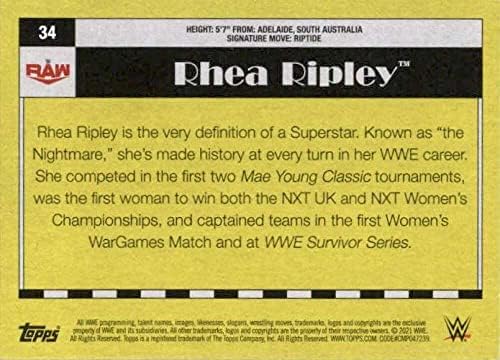 2021 Topps Heritage WWE 34 Rhea Ripley Wrestling Trading Card