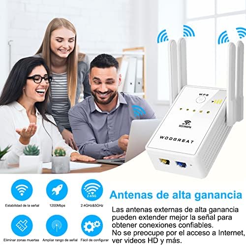 2022 Wi -Fi Extender, Booster de sinal sem fio de 1200 Mbps para casa, amplificador de sinal de banda dupla, Super Internet Booster,