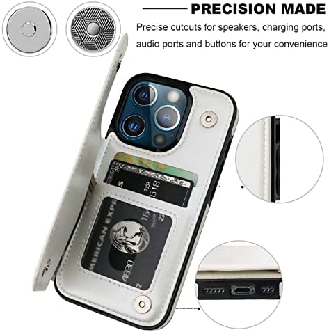Onetop Compatível com o iPhone 13 Pro Wallet Case com suporte para cartão, caça -níqueis de cartão de cozinha PU, garoto duplo de