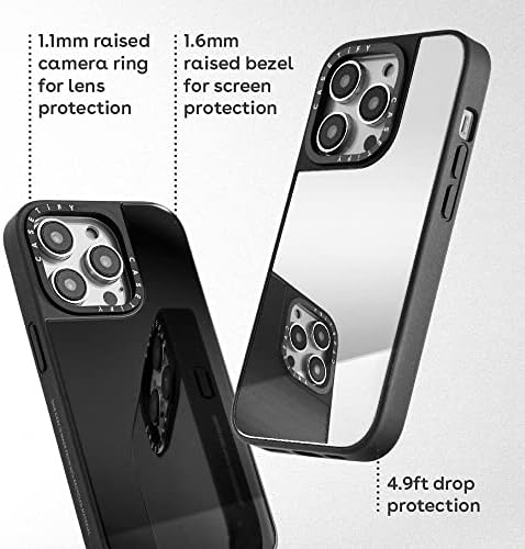 Casetify Casetify Mirror iPhone 14 Pro Max Case [Proteção de gota de 4,9 pés/compatível com MagSafe] - Prata no preto