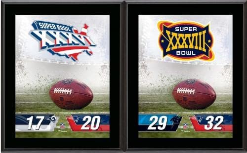 New England Patriots 10,5 x 13 Sublimado campeão do Super Bowl Pacote de placas - placas e colagens da equipe da NFL