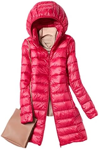 Winter Womens Down Jackets Long Long Light Fino Casual Casual Puffer Jacket Parka com capuz fino