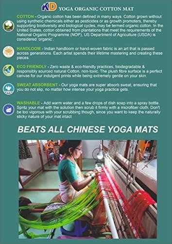 WMX Yoga Rug Mat Converte o tapete de ioga de plástico em algodão amigável e ecológico com bolso de canto