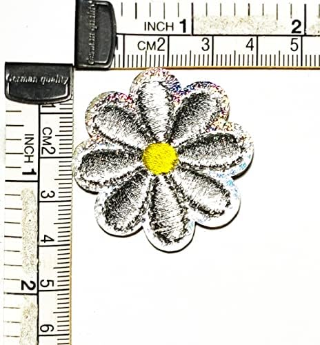 Kleenplus 3pcs. Patch Silver Daisy Belas Flores Floral Ferro em Patch Applique Bordreed Sew On Patch for Case Jeans