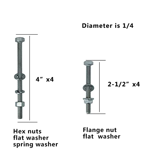 304 porcas e parafusos de hardware de estrutura de cama inoxidável 4 polegadas e 2-1/2 de comprimento, parafusos e porcas kit, parafusos