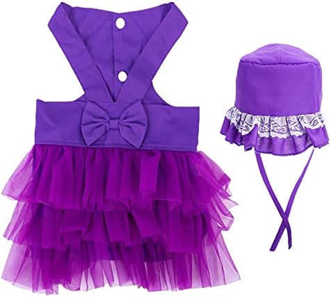 vestido de cachorro tutu púrpura de apott com chapéu de goma de tule de goma de calda de capa de cena de cena de cano de cachorro