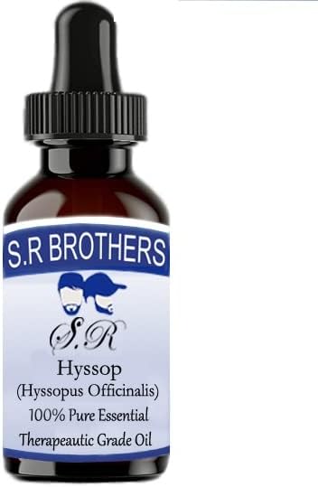 S.R Brothers Hysop puro e natural terapêutico de grau essencial de grau essencial com conta -gotas 100ml