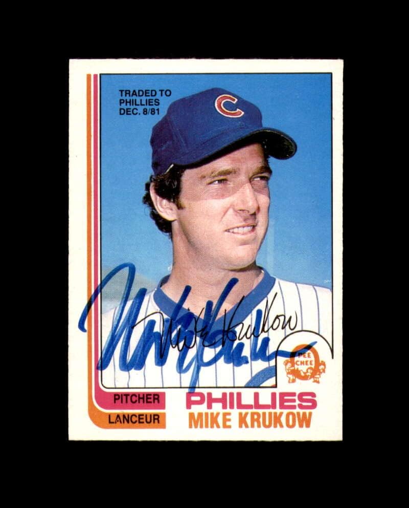 Mike Krukow assinou Rare 1982 Topps O-Pee-Chee Philadelphia Phillies Autograph
