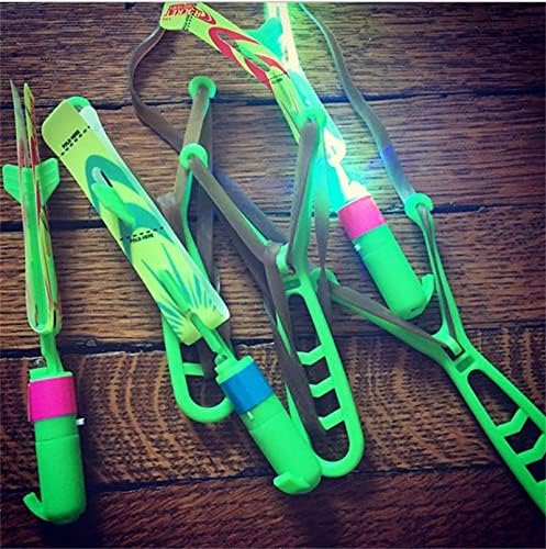 MJKSSH 6PCS Amazing LED Light Arrow Rocket Helicopter +3 Slingshot Slingshot Finger Rockets Toys for Kids Toy Party Fun Gun