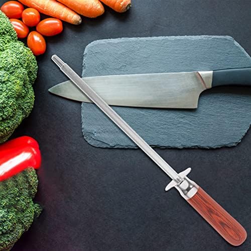 Luxshiny Knife Sharpner Haste Aço inoxidável Faca redonda Roda de corte com alça de madeira para facas chefs aprimorando as lâminas