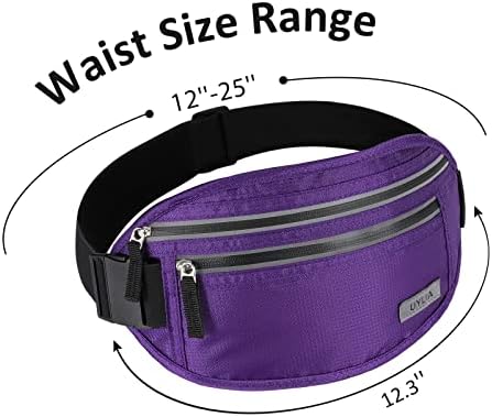 Uylia Slim Fanny Packs for Mulher Men, Pacote de cintura à prova d'água com faixa reflexiva para treinar para ciclismo de corrida,