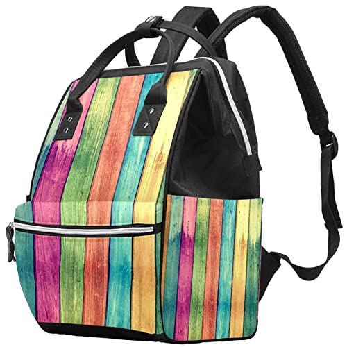 Bolsas de fraldas de padrão de madeira colorida Backpack Mummy Mumm