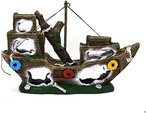 Decoração de ornamentos de aquário de naufrágio de Zhzx, decoração de ornamentos de aquário de barcos de pesca para