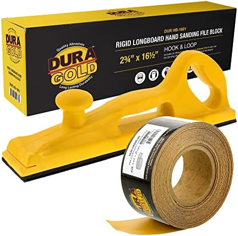 DURA-GOLD PRO Série Rígida Longboard Lixing Bloco de arquivos com gancho de gancho e loop e adaptador de apoio PSA Pad & 240 Grit