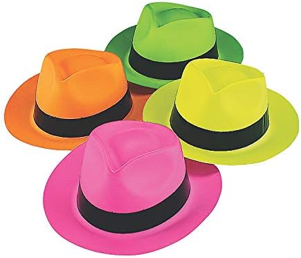 Fun Express Neon Color Plastic Gangster Hats for Party - Acessórios de vestuário - Chapéus - Chapéus de festa - Party -
