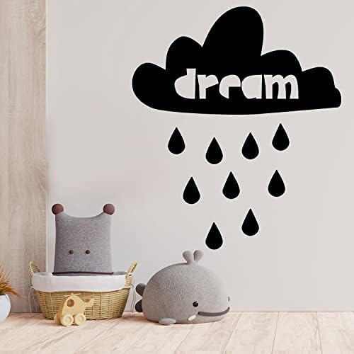 Decalque de arte da parede de vinil - chuva de sonho - 12 x 14 - Trendy Inspirational Cute Cloud Design adesivo para crianças quarto casa bebê creche creche Kids Room Decor