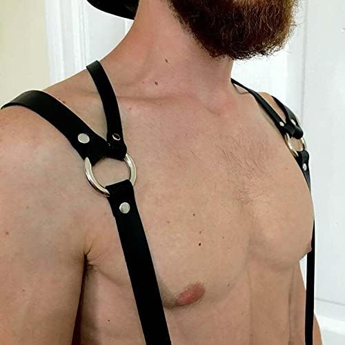 Allovme Men Body Body Chest Belt para homens cintos de couro ajustáveis ​​com fivelas rave fantasia