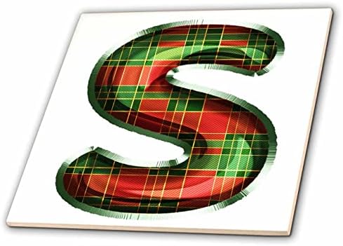 3drose Red Red and Green Christmas Monogram Initial S - Tiles