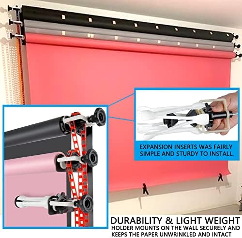 Sistema de suporte a rolos de montagem em parede 3 do pano de fundo da fotografia, suporte manual de teto de foto manual, incluindo