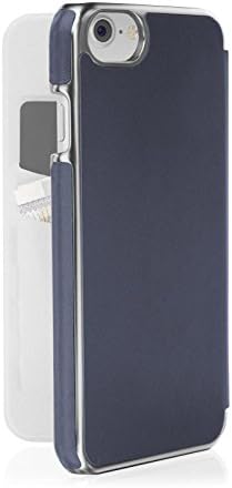 Caso do iPhone 8 - Caixa de carteira slim de Pipetto Ultra Fin Fin Premium Genuine Cover com ranhuras de 2 cartas - Marinha