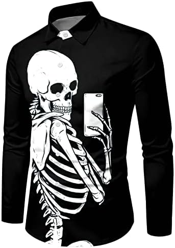 XXZY MEN FALL CHAMISTA MENINO Party Halloween Bone Impresso Camise