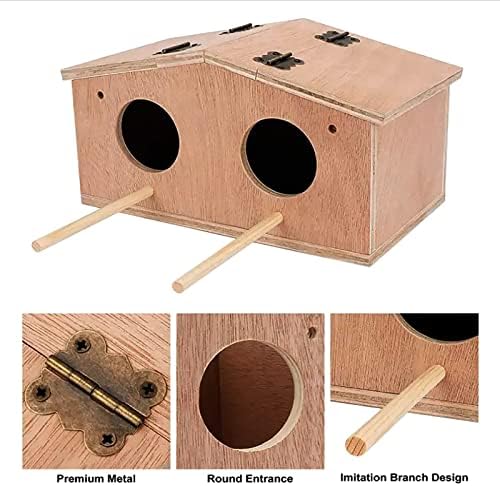 Hiccval de madeira de madeira de madeira, caixa de criação de pássaros, caixa de ninho de pássaros artesanal ao ar livre, para pequenos