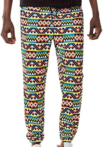 Calças de impressão africana masculina calça calça boho calça de moletom elástica da cintura Casual Casual Sports Long