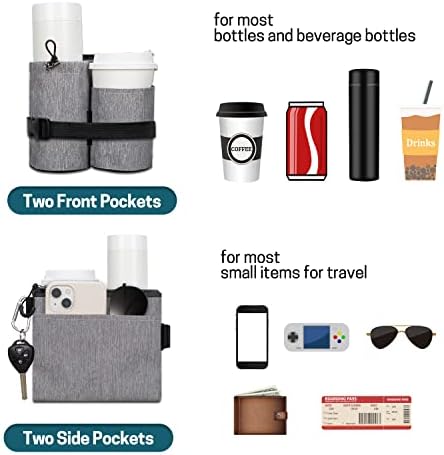 Suporte de xícara de viagens para bagagem de bagagem supedelita, suporte de bebida livre à mão com bolsa de armazenamento de acessórios, caddy de bebidas para alça de mala, presentes para viajantes