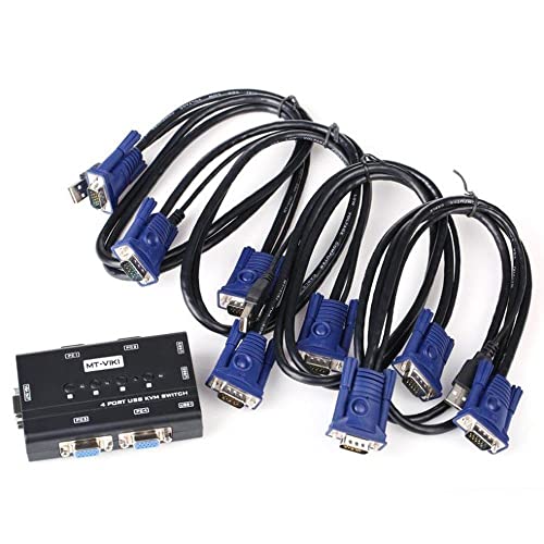 4 Port USB KVM Switch Manual Switcher 1920x1440 com Cabos MT-460KL Wide Screen Wide