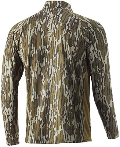 Nomad Mens Pursuit 1/4 Pullover de Zip | Camisa de caça com proteção solar, Mossy Oak Bottomland, Pequeno