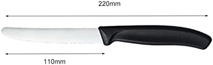 Faca de aço inoxidável japonês | Alça preta ergonômica, punho de não -lip, faca de tomate clássico de bife e faca serrilhada
