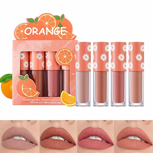 Lipstick Clear Velvet Lip Glace Set Non Fading Non Stick Copo Maquiagem Lip Gloss Four Mini Sets Non Stick Copo Conjunto de frutas