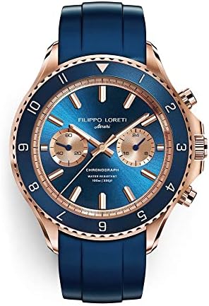 Relógio de quartzo de aço inoxidável de aço inoxidável masculino de ewatchfactory com tira de borracha, azul, 20