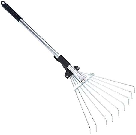 Ferramenta Rake Grass Telescópica Folha Metal Garden Garden Extendeável Mão Pátio e Jardim Take Bolsa