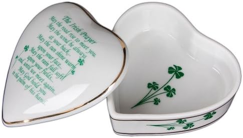 Caixa de jóias de porcelana branca de oração irlandesa
