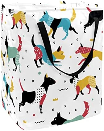 Colorido desenho animado cachorro padrão de cachorro estampar cesto de roupa dobra