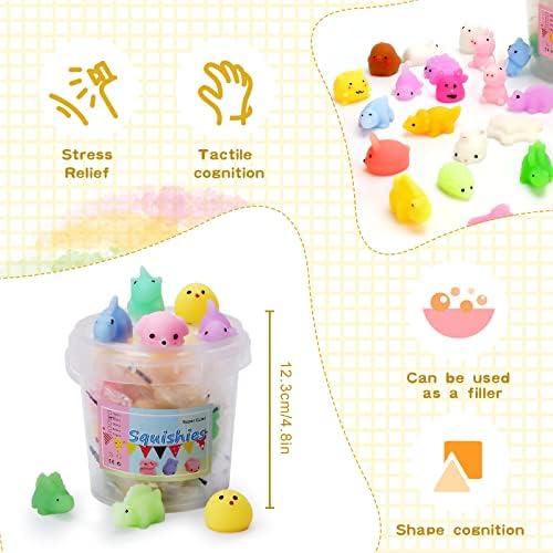 Mochi brinquedo mole 24pcs kawaii squishies com caixa de armazenamento, brinquedos mole fidget para crianças favores de festa mini