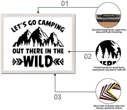 Citações inspiradas placar emoldura de madeira com tema de aventura vamos acampar por aí na placa de madeira de moldura