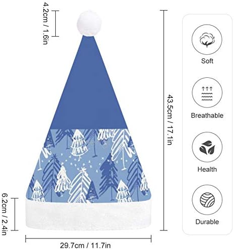 Chapéu de Papai Noel de Natal, Árvore de Natal Azul Chapéu de Férias de Natal para Adultos, Unisex Comfort Hats de