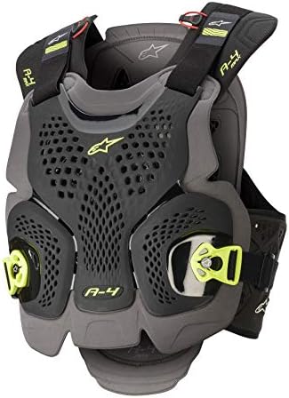 Alpinestars unissex-adult A-4 max protetor de tórax BLK/ANTH/FLUO YLW XS/SM-6701520-1155-XSS