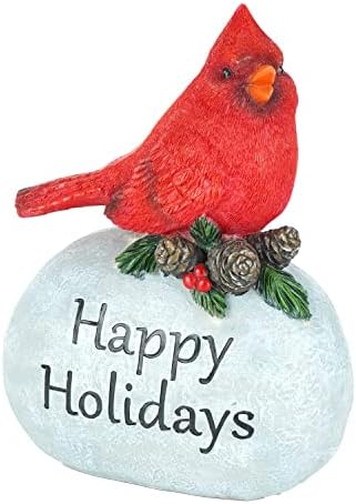 Estátua da tabela de decoração de pássaros do cardeal de Natal feliz para Kid & Adult, Natal Red Bird & Pinene Resina