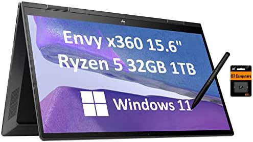 HP Envy X360 15 2-1 Craga de toque 1 AMD 6-CORE 15,6 FHD Laptop conversível, retroiluminado, caneta, Alexa, Windows 11 Home-2022